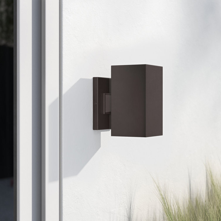 Bronze Rectangular Direct Wired Outdoor Lantern Sconce