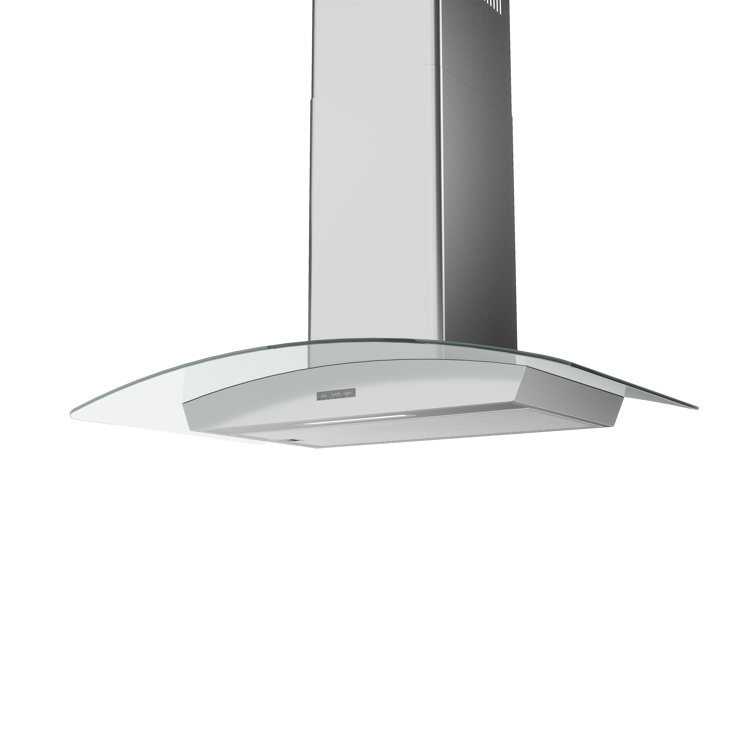 36" Stainless Steel Convertible Wall Mount Range Hood with Glass Canopy