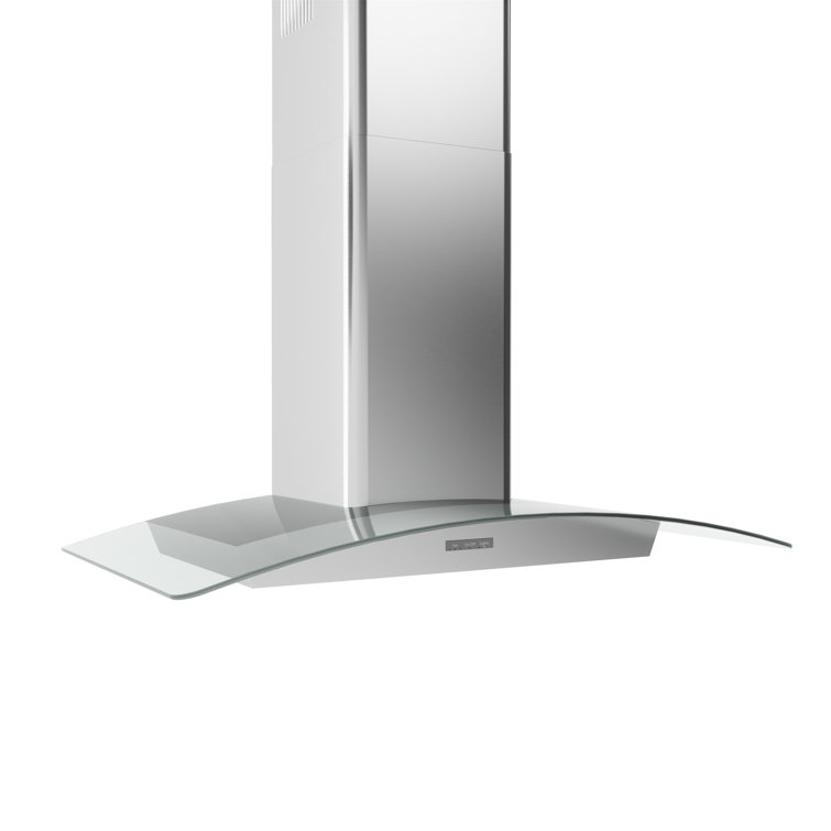 36" Stainless Steel Convertible Wall Mount Range Hood with Glass Canopy