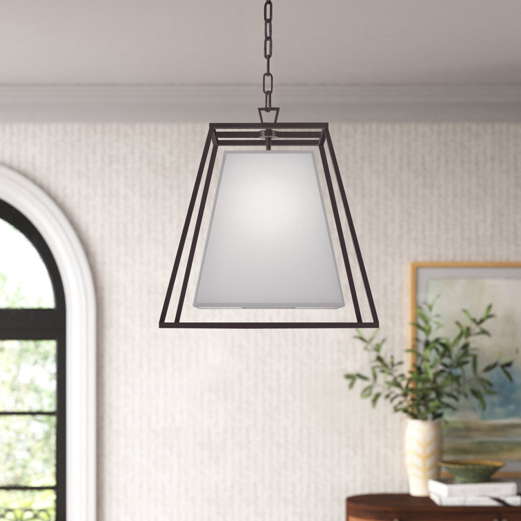 Old Bronze 4-Light Pendant with White Shade