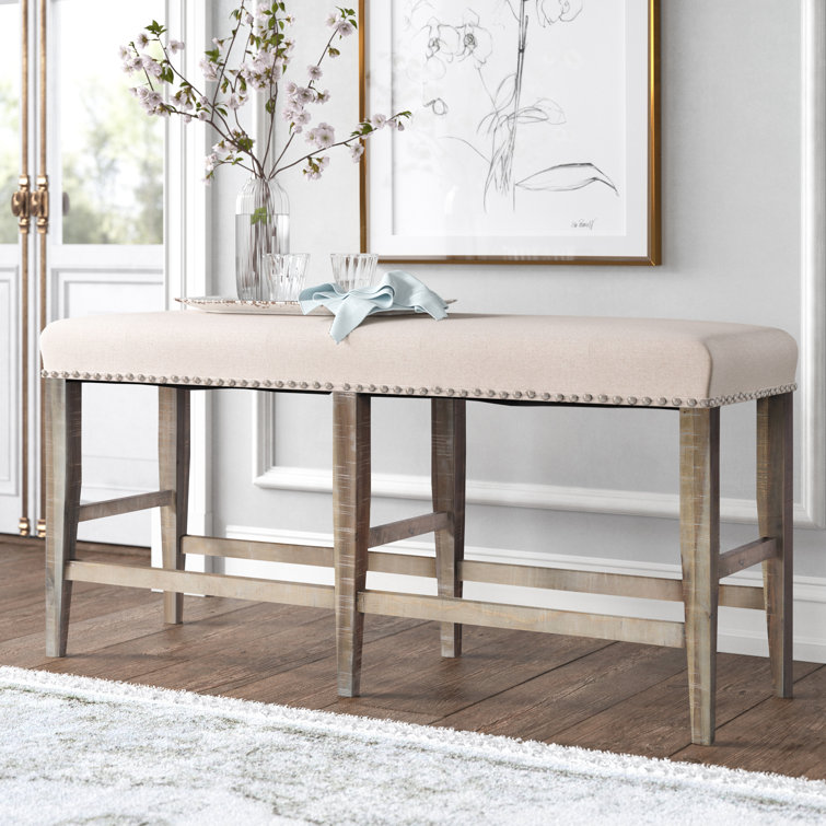 Fairview Cream 52" Transitional Upholstered Backless Bench