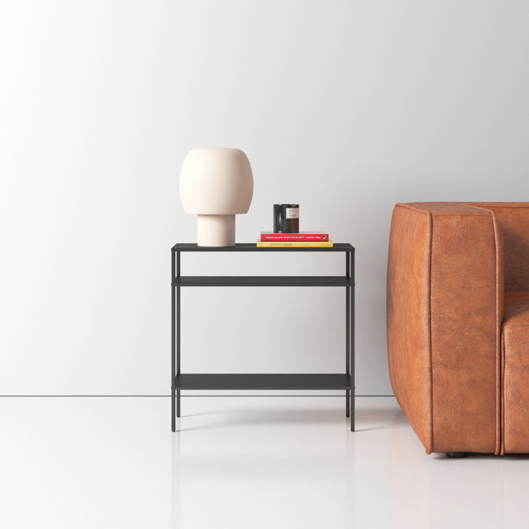 Blackened Bronze Rectangular Stainless Steel End Table with Shelves