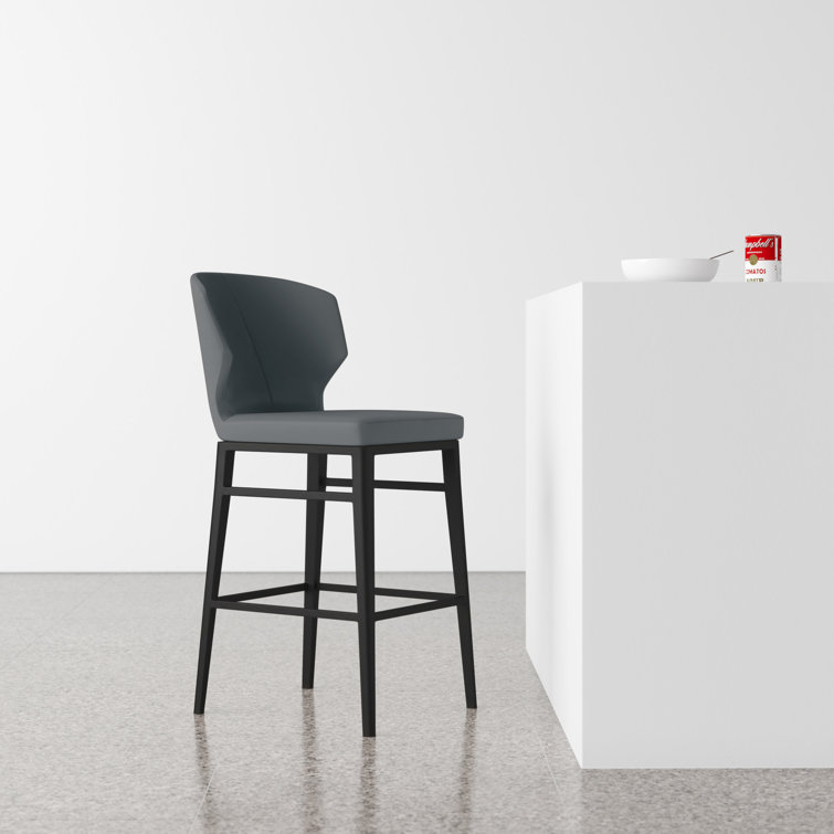 Delaney Gray Faux Leather and Steel Counter Stool