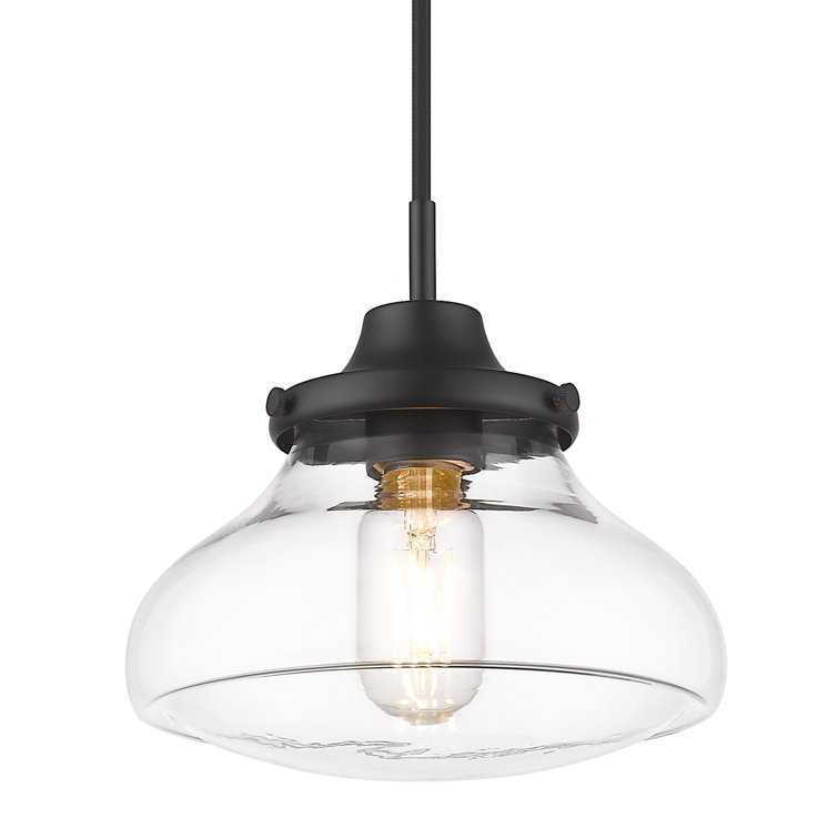 Nash Matte Black and Clear Glass 8" Transitional Pendant Light