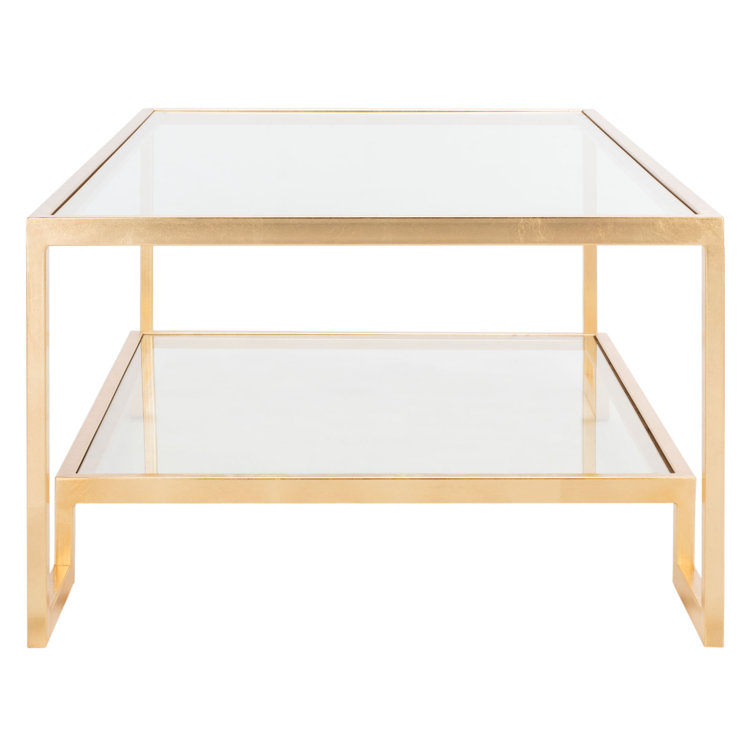 Vivian Gold Leaf Glass Coffee Table with Storage