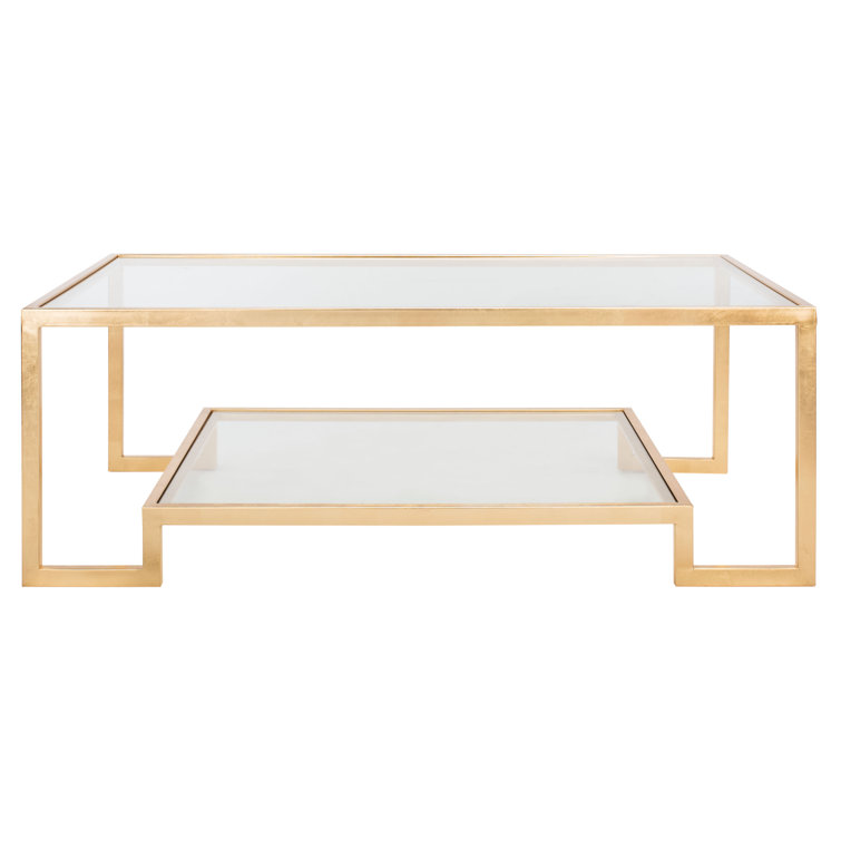 Vivian Gold Leaf Glass Coffee Table with Storage