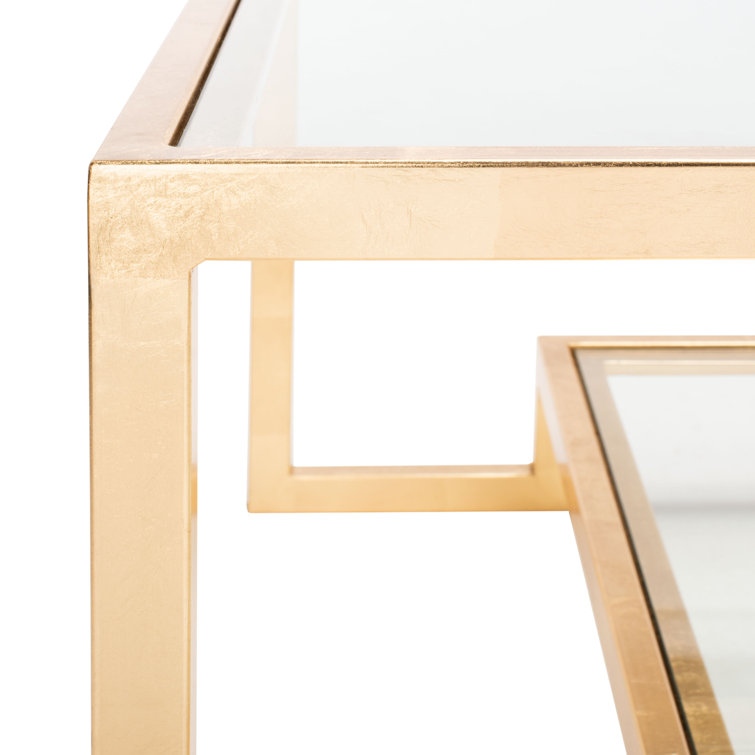 Vivian Gold Leaf Glass Coffee Table with Storage