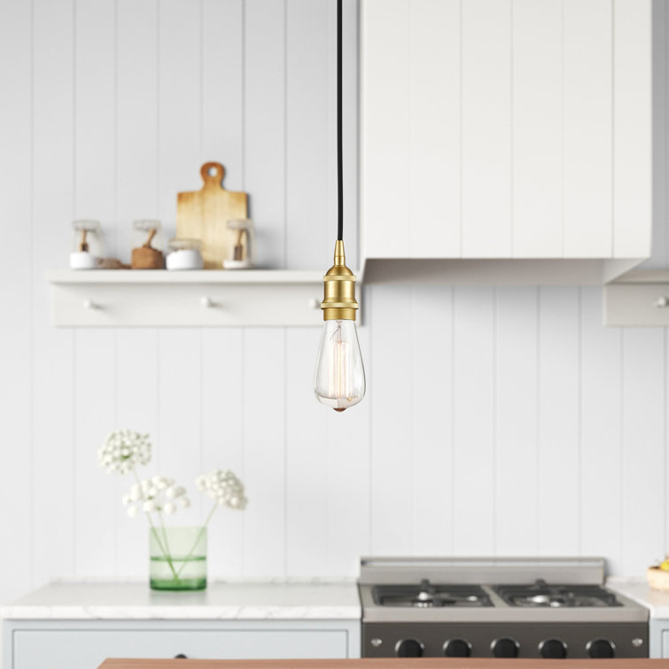 Satin Brass Mini Pendant Light with Glass Shade