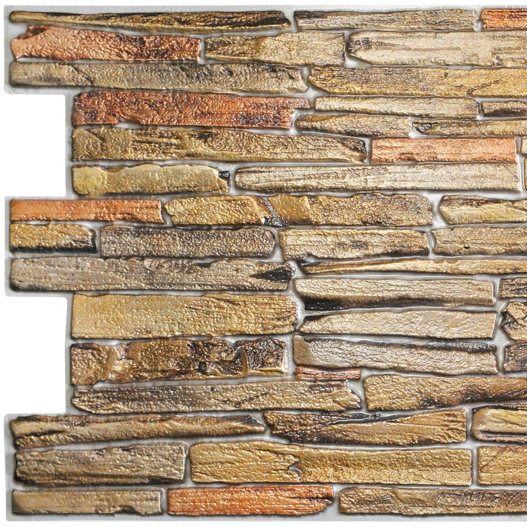 Copper Faux Stone 3D Decorative Wall Panel, 20" x 39"