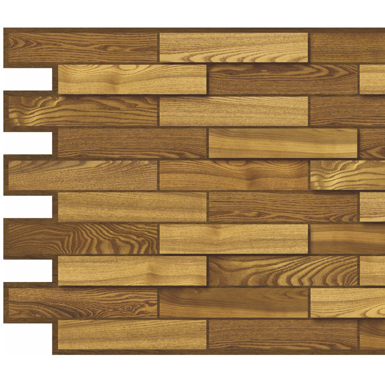 19" x 39" Brown Faux Wood 3D Decorative Wall Panel