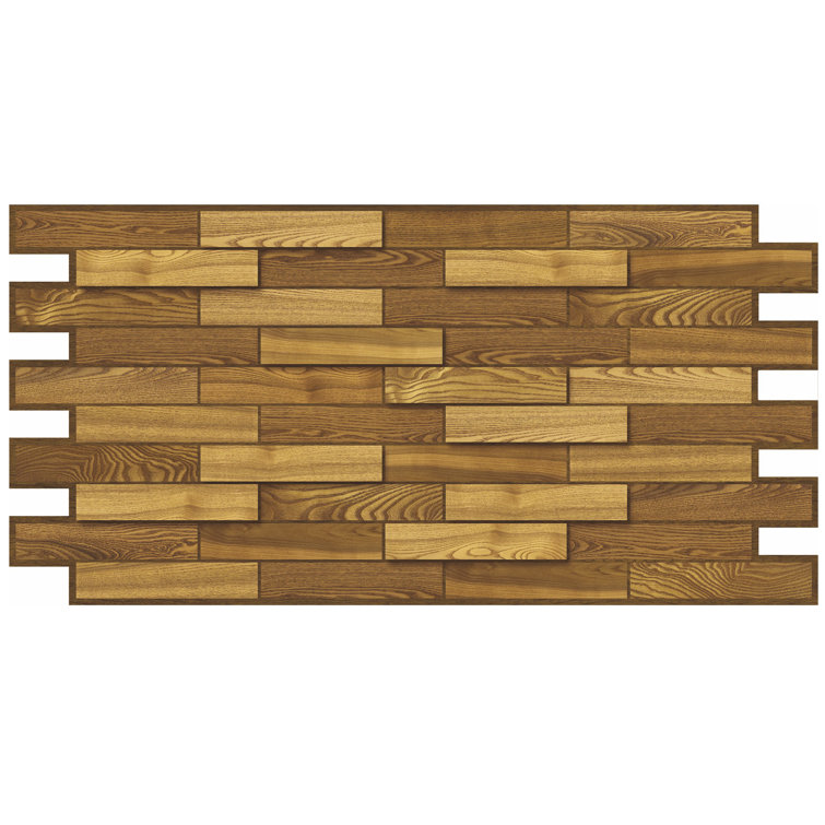 19" x 39" Brown Faux Wood 3D Decorative Wall Panel