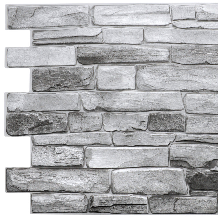 20" x 39" Silver Faux Stone 3D Decorative Wall Panel