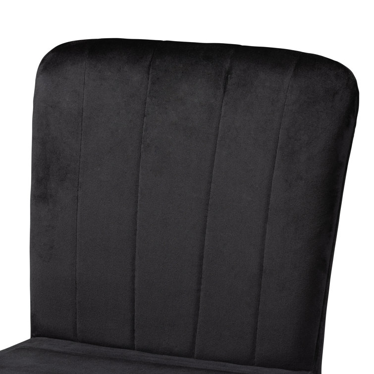 Preston Adjustable Black Velvet and Gold-Tone Metal Bar Stool Set