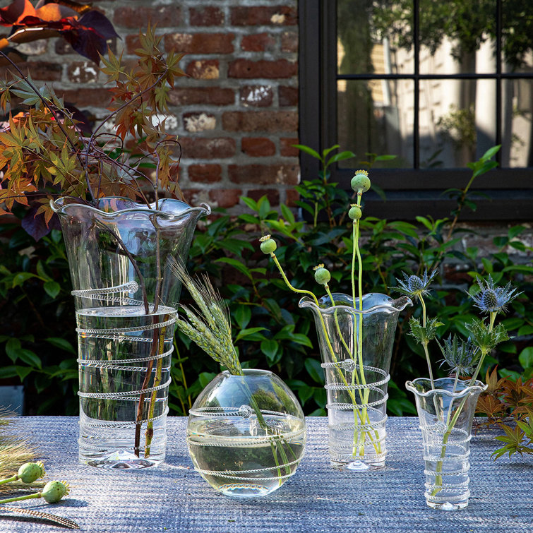 Elegant Handcrafted Trumpet Glass Vase with Spiral Design