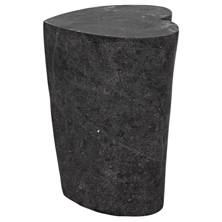 Noir Heart 18" Geometric Black Marble Block End Table