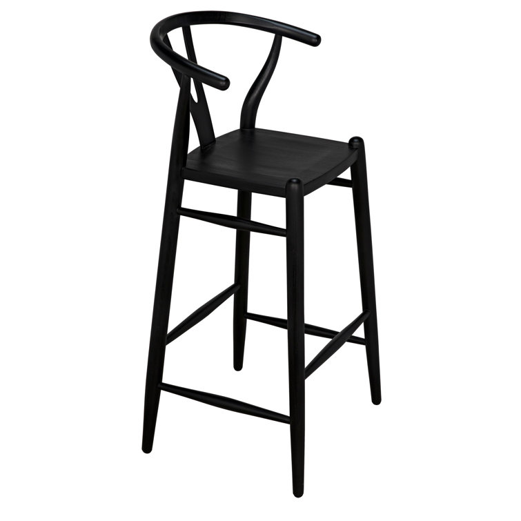 Zola Charcoal Black Solid Wood Counter Stool 18.5 in