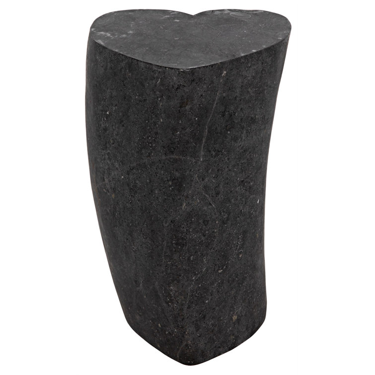 Noir Heart 18" Geometric Black Marble Block End Table
