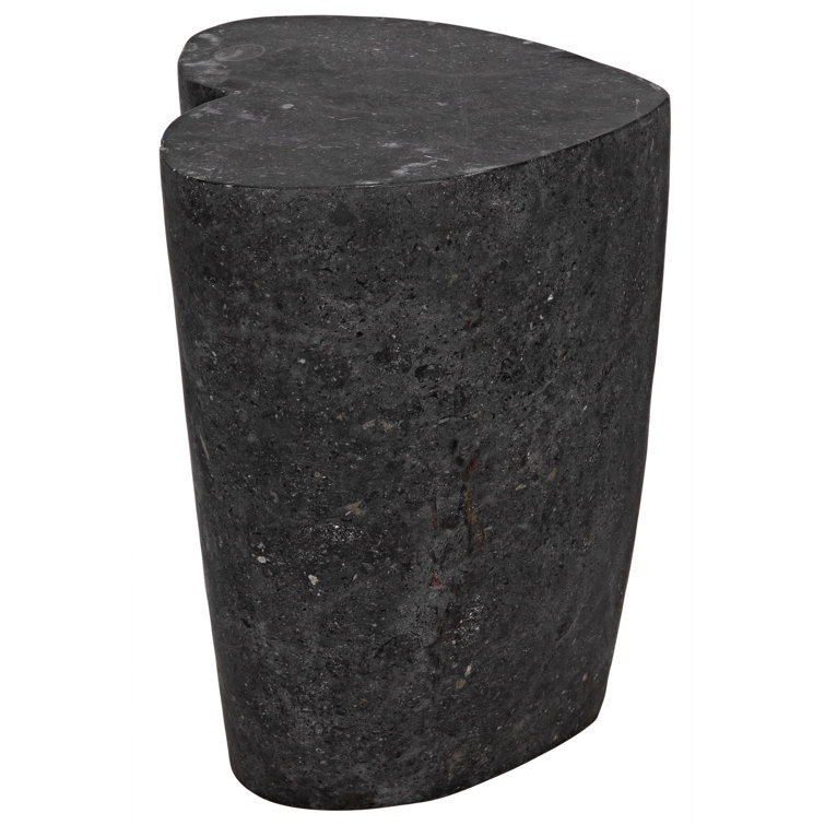 Noir Heart 18" Geometric Black Marble Block End Table