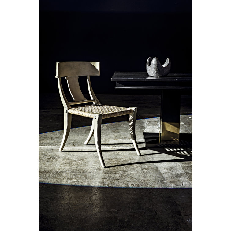 Ravenko Hand-Rubbed Black Mahogany Dining Table with Brass Accents