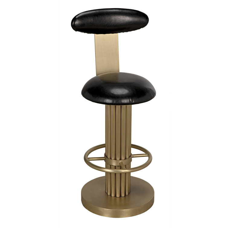 Sedes Art-Deco Black Leather Swivel Counter Stool