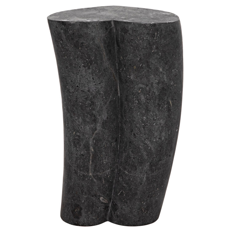 Noir Heart 18" Geometric Black Marble Block End Table