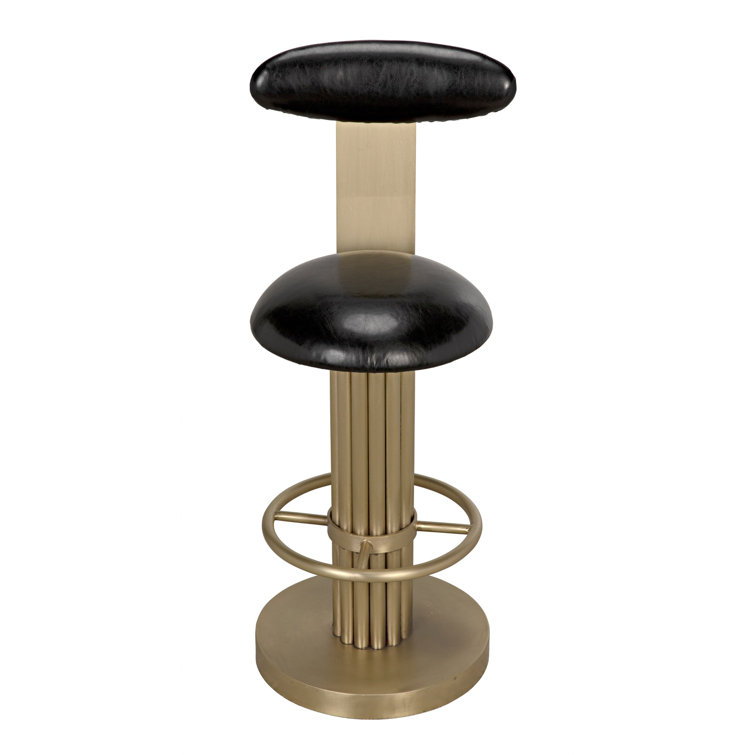 Sedes Art-Deco Black Leather Swivel Counter Stool