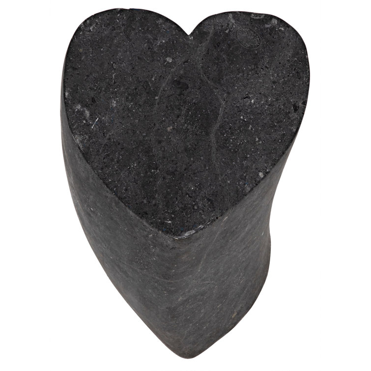 Noir Heart 18" Geometric Black Marble Block End Table