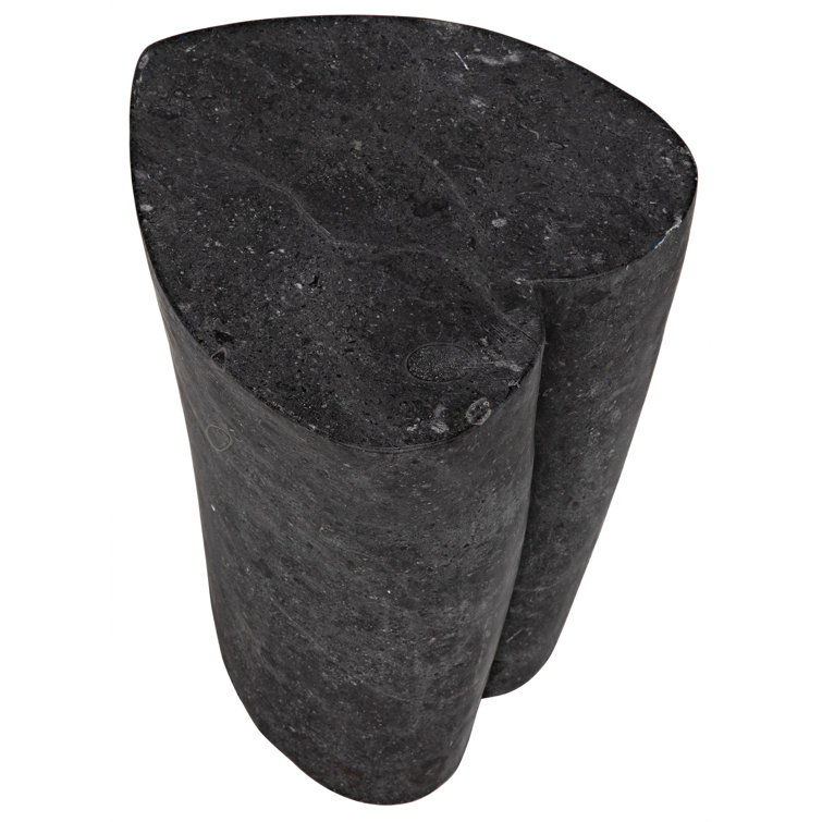 Noir Heart 18" Geometric Black Marble Block End Table