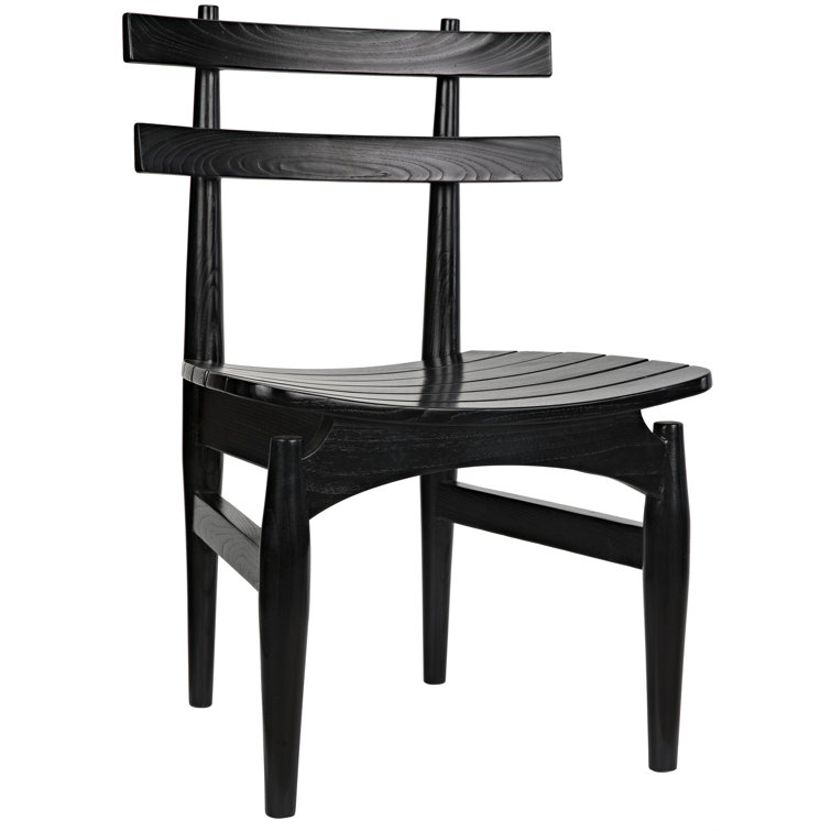 Azumi Charcoal Black Upholstered Solid Wood High Side Chair