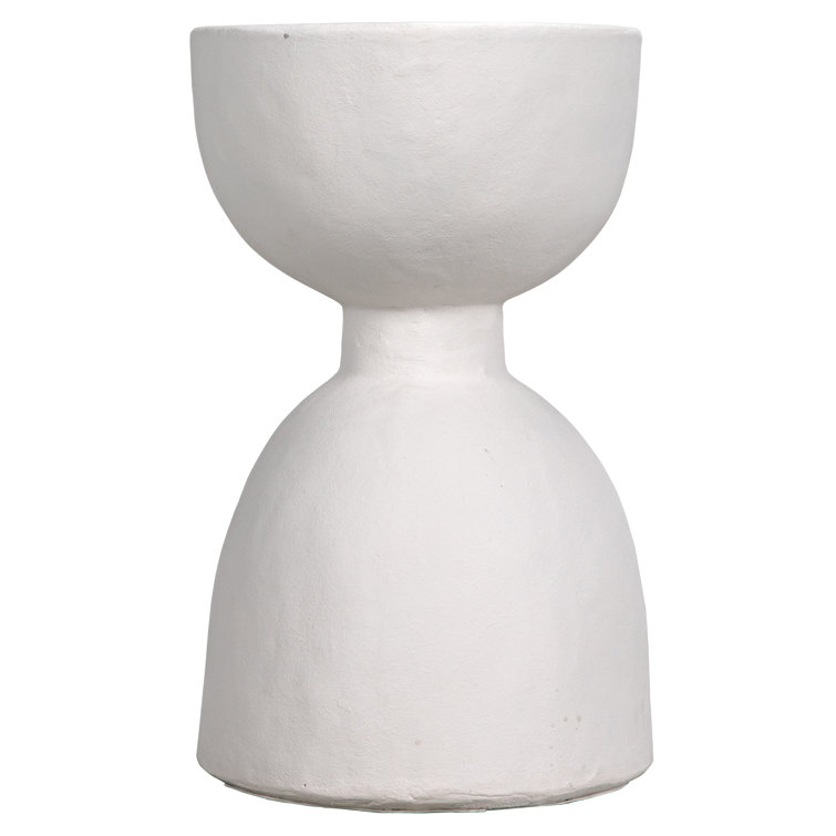White Fiber Cement Hourglass Accent Stool