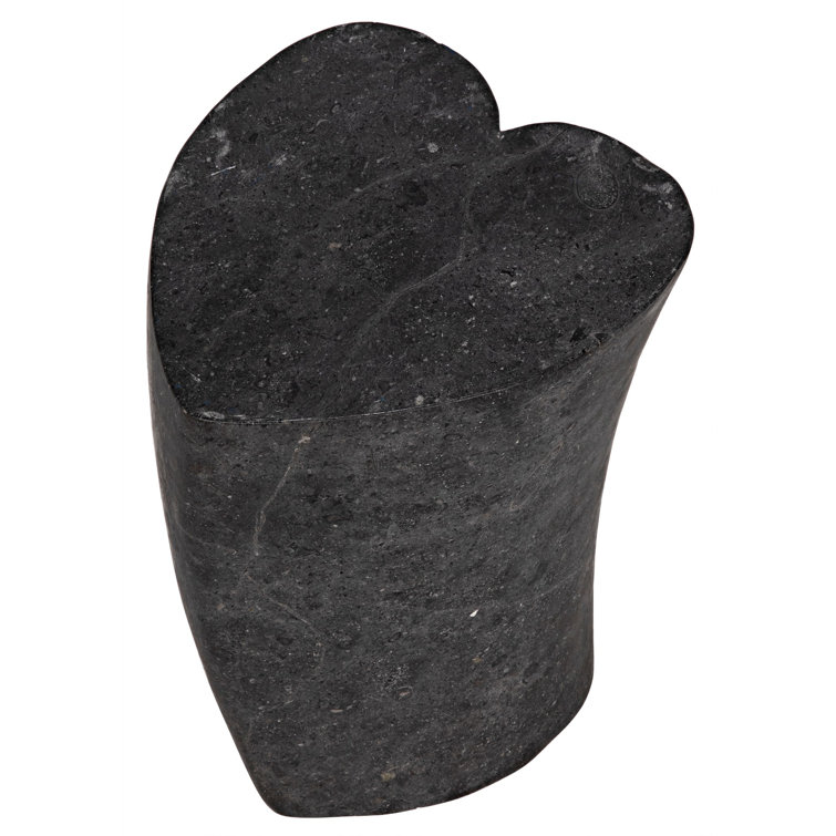 Noir Heart 18" Geometric Black Marble Block End Table