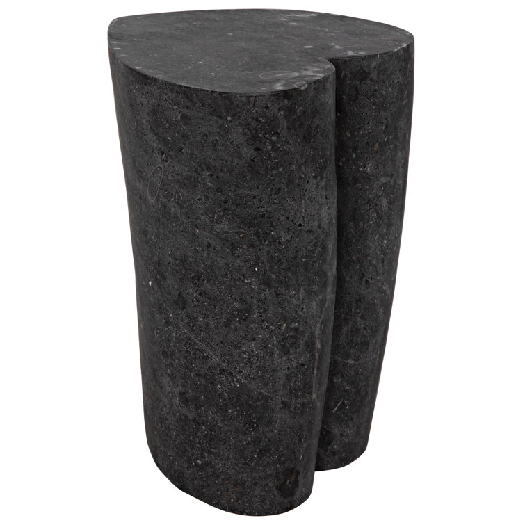 Noir Heart 18" Geometric Black Marble Block End Table