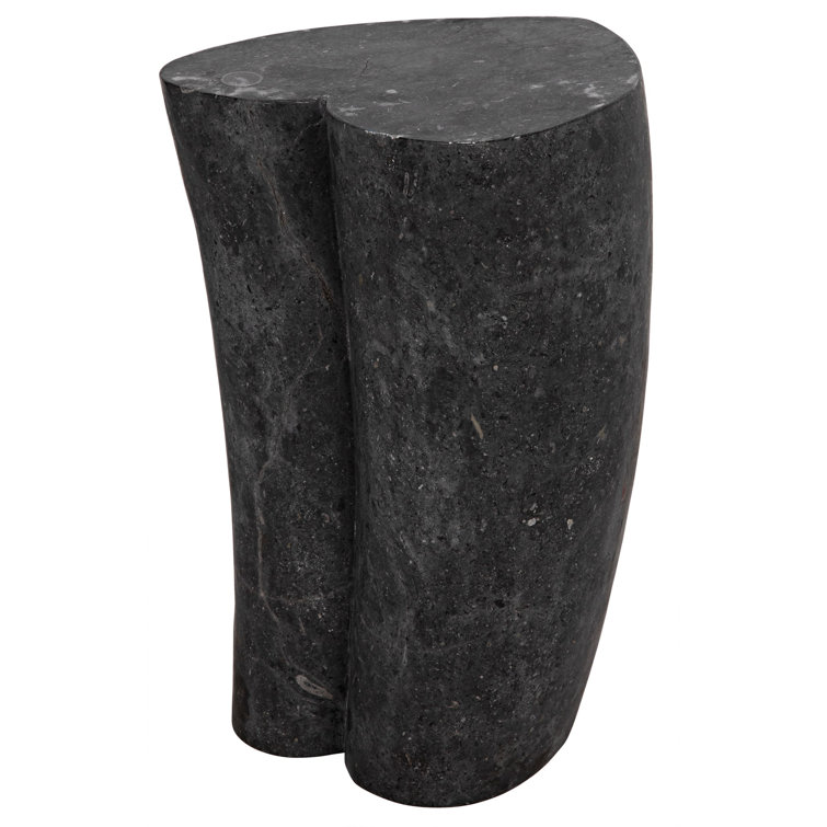 Noir Heart 18" Geometric Black Marble Block End Table