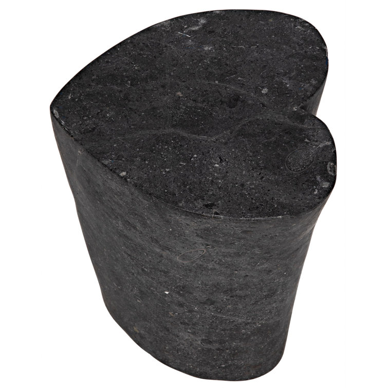 Noir Heart 18" Geometric Black Marble Block End Table