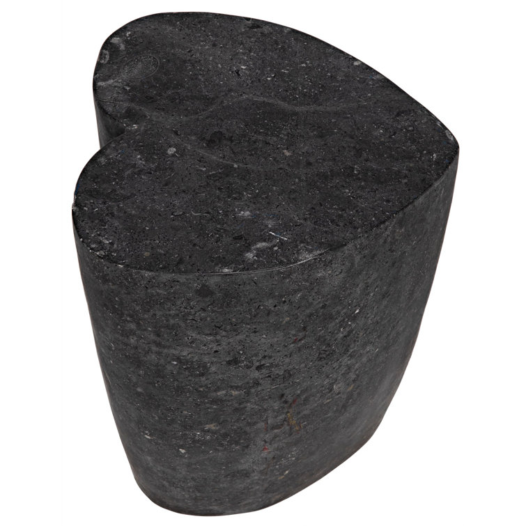 Noir Heart 18" Geometric Black Marble Block End Table