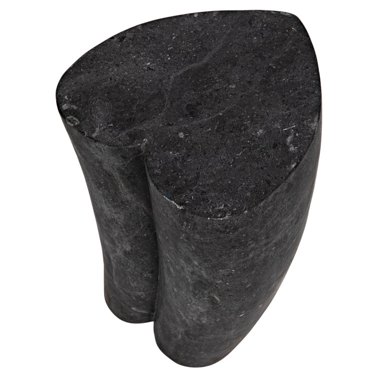 Noir Heart 18" Geometric Black Marble Block End Table