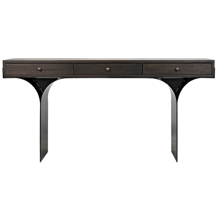 Noir Truss 62'' Ebony Walnut Writing Desk with Steel Legs