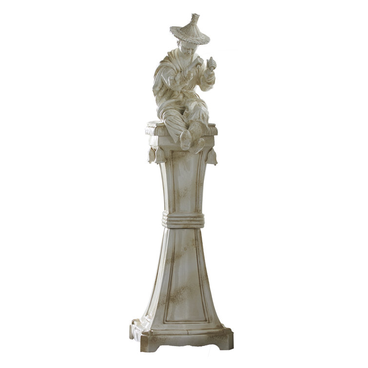 Chinoiserie Hand-Painted Ceramic People Statue, 70.5"