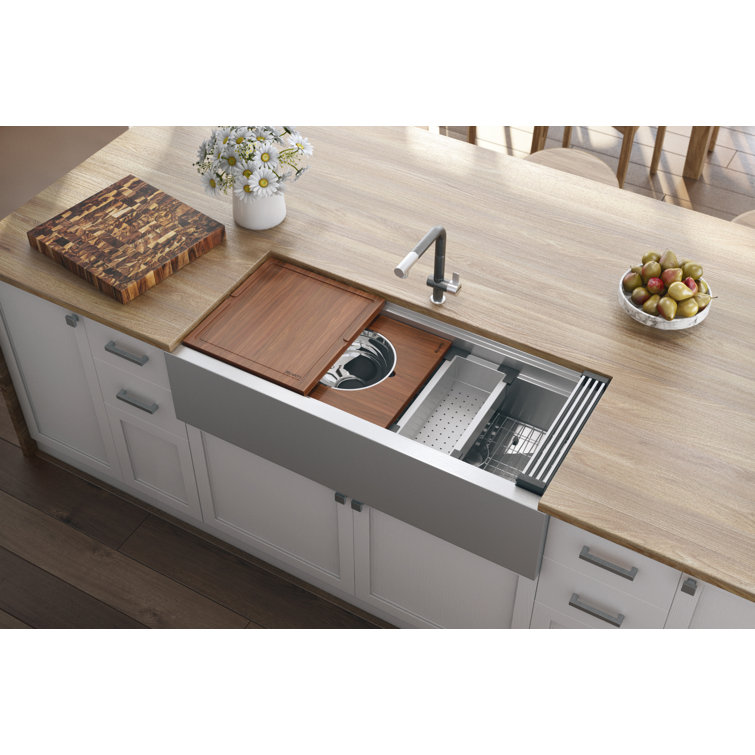 45-Inch Stainless Steel Apron-Front Workstation Kitchen Sink with Accessories