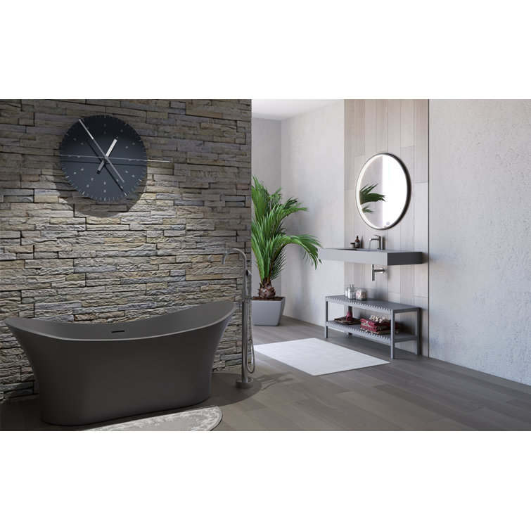 Ocean 69" Gray Solid Surface Freestanding Bathtub
