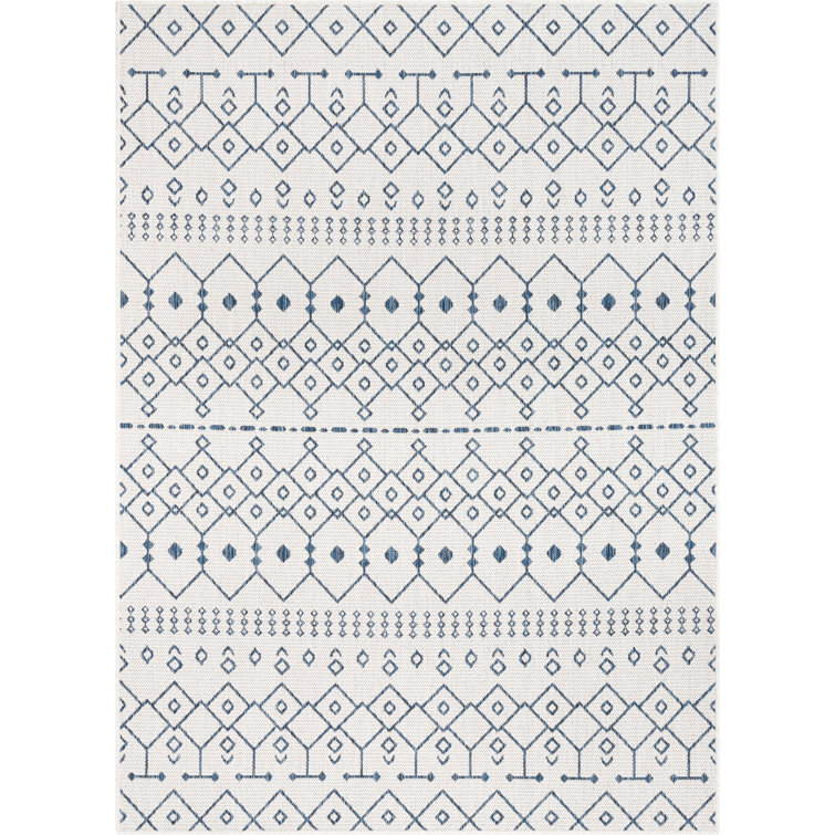 Nordic Lattice Light Blue Synthetic 8' x 10' Indoor/Outdoor Rug
