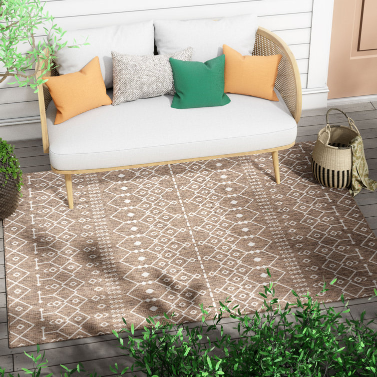 Taupe Synthetic 5' x 7' Easy-Care Rectangular Area Rug