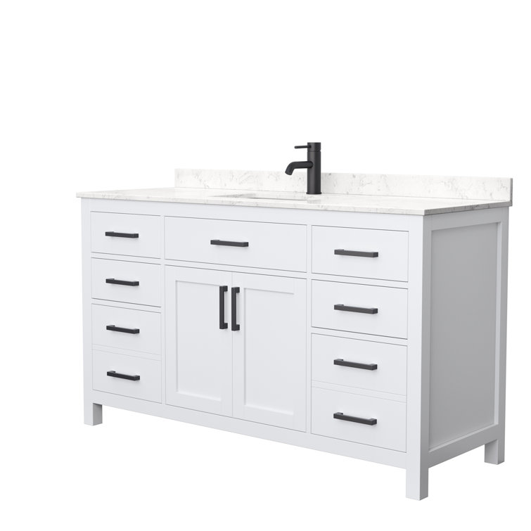 Beckett 60" White Freestanding Single Bathroom Vanity with Cultured Marble Top
