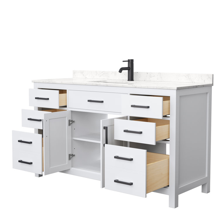 Beckett 60" White Freestanding Single Bathroom Vanity with Cultured Marble Top