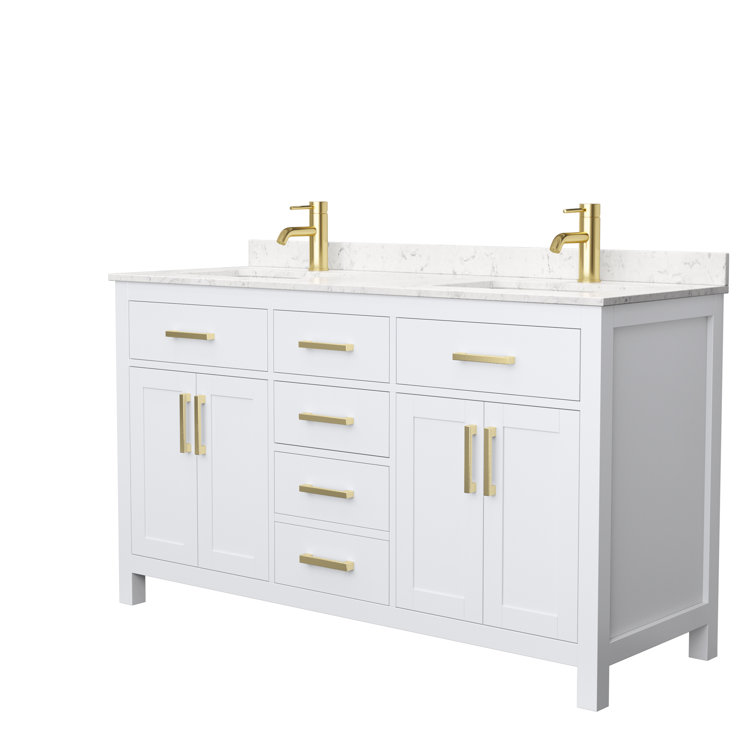 Beckett 60" White Double Bathroom Vanity with Gold Hardware