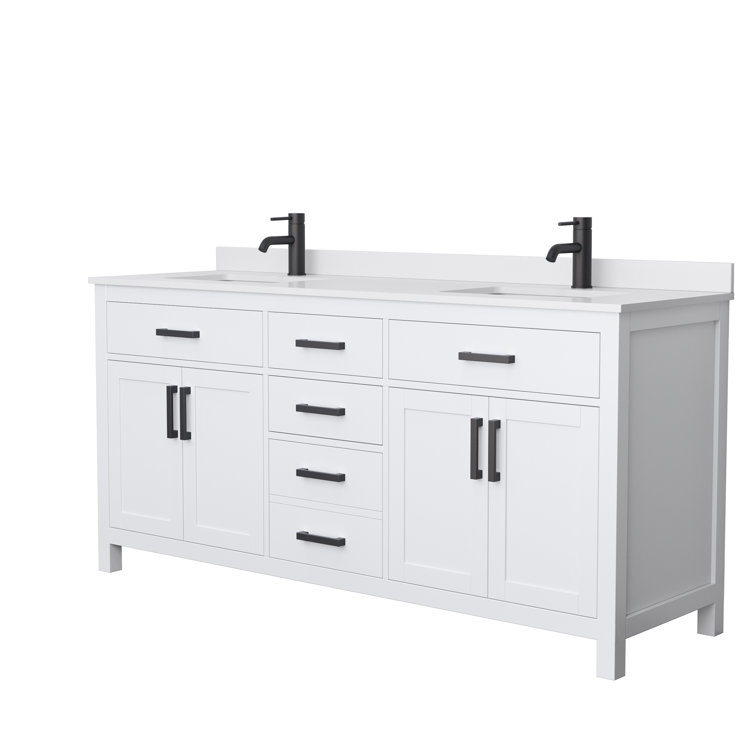 Beckett 72" White Double Bathroom Vanity with Cultured Marble Top