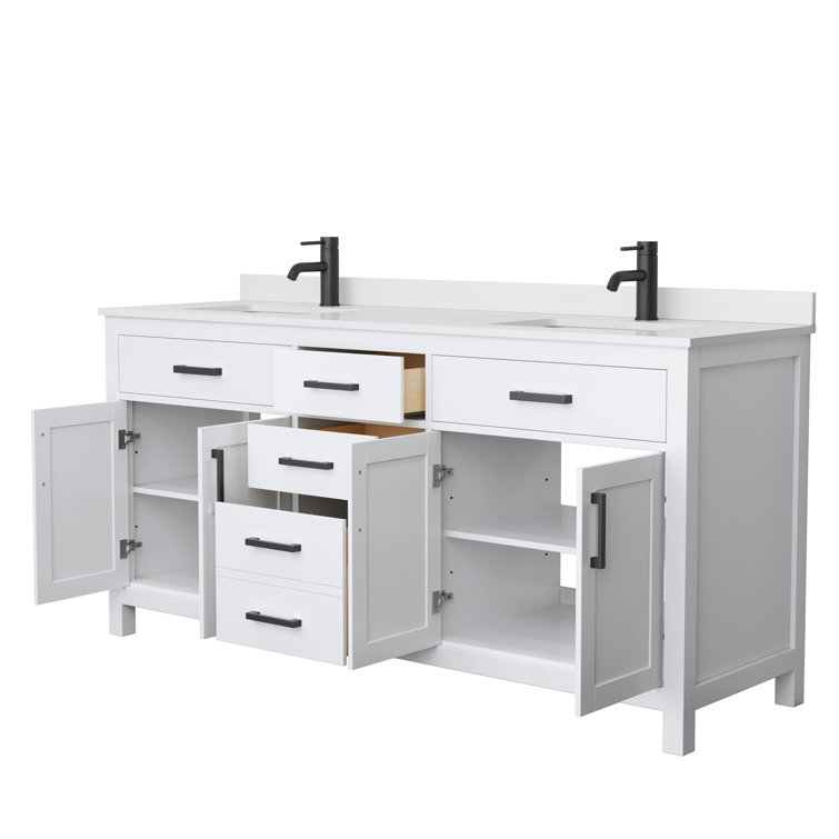 Beckett 72" White Double Bathroom Vanity with Cultured Marble Top