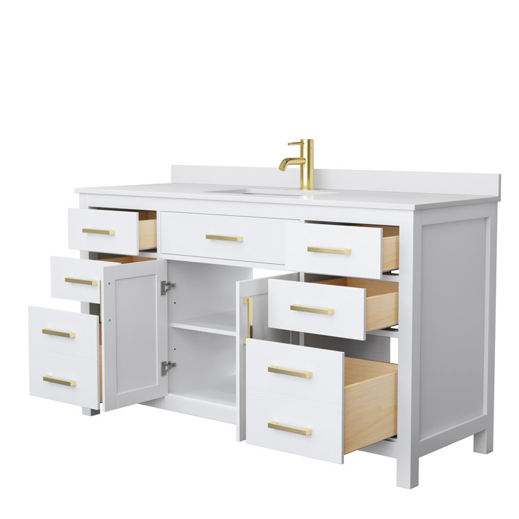 Beckett 60'' White Freestanding Single Bathroom Vanity with Cultured Marble Top