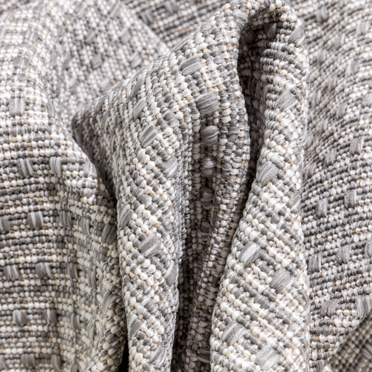 Grey Ivory Flatweave Indoor Outdoor Synthetic Rug
