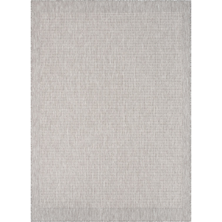 Grey Ivory Flatweave Indoor Outdoor Synthetic Rug